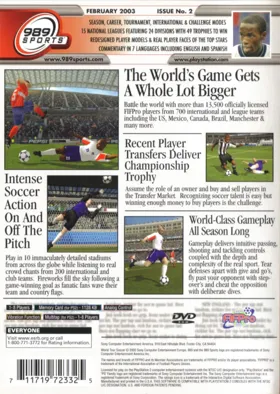 World Tour Soccer 2003 box cover back